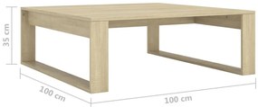 vidaXL Τραπεζάκι Σαλονιού Sonoma Δρυς 100x100x35 εκ. από Επεξ. Ξύλο