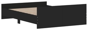 Πλαίσιο Κρεβατιού με Κεφαλάρι &amp; Ποδαρικό Μαύρο 135 x 190 εκ. - Μαύρο