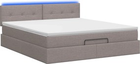 vidaXL Κρεβάτι Ottoman με Στρώμα και LED Taupe 140 x 190 cm Ύφασμα
