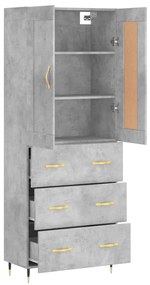 vidaXL Ντουλάπι Γκρι Σκυροδέματος 69,5x34x180 εκ. Επεξεργασμένο Ξύλο