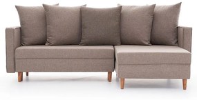 Καναπές κρεβάτι PWF-343 αριστερή γωνία ύφασμα μπεζ- γκρι 215x135x80εκ