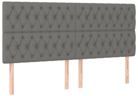 vidaXL Κρεβάτι Boxspring με Στρώμα &amp; LED Σκ.Γκρι 200x200εκ. Υφασμάτινο