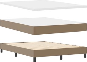 vidaXL Κρεβάτι με ελατήρια Καπουτσίνο 140 x 190 cm Τεχνητό δέρμα