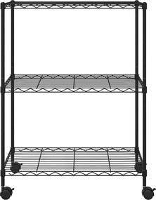 vidaXL Ραφιέρα 3 Επιπέδων με Τροχούς Μαύρη 60x35x81 εκ. 150 κ.