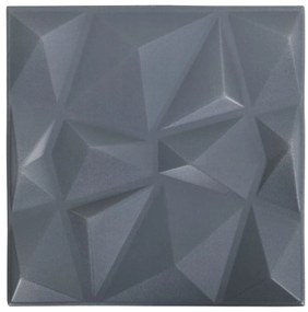 vidaXL Πάνελ Τοίχου 3D 48 τεμ. Γκρι Διαμαντιού 50 x 50 εκ. 12 μ²