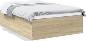 vidaXL Πλαίσιο Κρεβατιού Sonoma Δρυς 135x190 εκ. Επεξεργασμένο Ξύλο
