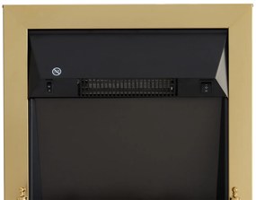 HOMCOM Ηλεκτρικό τζάκι με θέρμανση, ηλεκτρικό τζάκι με εφέ φλόγας LED, 1000/2000W διακοσμητικό τζάκι, ηλεκτρικό τζάκι φωτιάς σόμπα τζακιού, Χρυσό