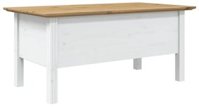 Τραπέζι Σαλονιού BODO Λευκό/Καφέ 100x55x45 εκ Μασίφ Ξύλο Πεύκου - Λευκό