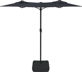 vidaXL Ομπρέλα Κήπου με Διπλή Κορυφή και LED Μαύρη 316 x 145 εκ.