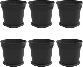 vidaXL Γλάστρες φυτών 6 pcs Μαύρο Ø 19 x 16 εκ Πλαστικό