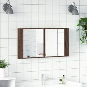 vidaXL Ντουλάπι Μπάνιου Καθρέφτη &amp; LED Καφέ Δρυς 90x12x45εκ Ακρυλικό