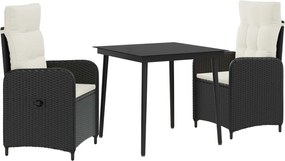 vidaXL Σετ Τραπέζι Καναπέ με μαξιλάρι 3 pcs Μαύρο και Κρεμ Λευκό