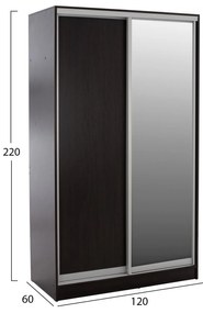 Ντουλάπα Συρόμενη ADLER Δίφυλλη με Καθρέπτη Wenge 120x60x220Υεκ. 120x60x220 εκ.