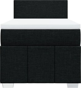 vidaXL Κρεβάτι Boxspring με Στρώμα Μαύρο 90x200 εκ. Υφασμάτινο