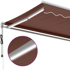vidaXL Τέντα Πτυσσόμενη Αυτόματη με LED Καφέ 400x350 εκ.