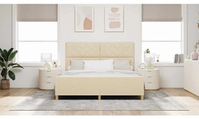 vidaXL Σκελετός Κρεβατιού με κεφαλάρι Κρεμ 180 x 200 cm ύφασμα