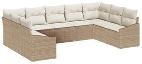 Σετ Καναπέ Κήπου 9 pcs Μπεζ και Κρέμα συνθετικό ρατάν