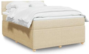 vidaXL Κρεβάτι Boxspring με Στρώμα Κρεμ 140x190 εκ. Υφασμάτινο