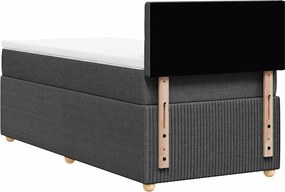 vidaXL Κρεβάτι Boxspring με Στρώμα Σκούρο Γκρι 90x190 εκ. Υφασμάτινο
