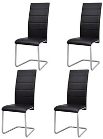 Καρέκλες Τραπεζαρίας «Πρόβολος» 4 τεμ. Μαύρες Συνθετικό Δέρμα - Μαύρο