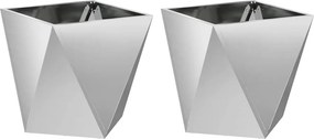vidaXL Γλάστρα 2 τμχ. Ασημί 40 x 40 x 40 cm Επικαλυμμένος Χάλυβας