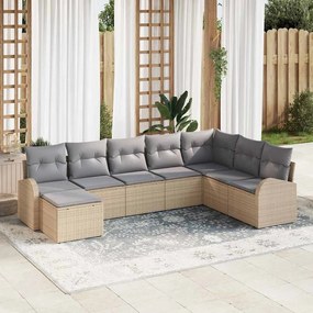 vidaXL Σετ Καναπέ Κήπου 8 pcs Μπεζ, ανοιχτό γκρι Πολυ ράταν