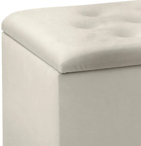 Σκαμπώ - Ταμπουρέ Lotus Megapap βελούδινο χρώμα κρεμ 90x40x50εκ.