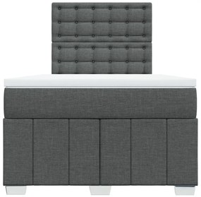 Κρεβάτι Boxspring με Στρώμα Σκούρο Γκρι 120x200 εκ. Υφασμάτινο - Γκρι