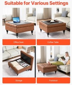 VEVOR 31 in Square Leather Ottoman with Storage Coffee Table for Living Room