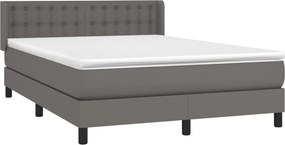vidaXL Κρεβάτι Boxspring με Στρώμα Γκρι 140x200εκ. από Συνθετικό Δέρμα