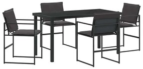 vidaXL Σέτ φαγητού για κήπο 5 pcs Μαύρο 140 x 70 x 73 cm