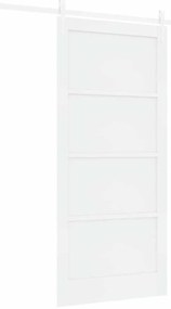 vidaXL Συρόμενη Πόρτα Λευκό 93 x 202 cm Μασίφ ξύλο πεύκου και χάλυβας