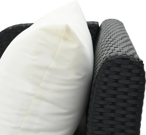 vidaXL Ξαπλώστρα Μαύρη από Συνθετικό Ρατάν με Μαξιλάρι