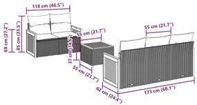 vidaXL Σαλόνι Κήπου 6 Τεμαχίων από Γκρι Συνθετικό Ρατάν με Μαξιλάρια