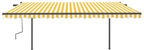 vidaXL Τέντα Συρόμενη Αυτόματη με Στύλους Κίτρινο / Λευκό 5 x 3,5 μ.