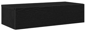 Ράφι τοίχου με συρτάρια Μαύρο 60x26,5x15 cm Ξύλινη κατασκευή - Μαύρο