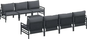 vidaXL Σετ Καναπέ Κήπου με μαξιλάρι 8 pcs Μαύρο Ατσάλι