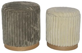 Intrahome Σκαμπό Poofy intrahome σετ 2 τεμ μπουκλέ ύφασμα σε γκρι και λευκή απόχρωση | SKU: INTRAPA-464111116