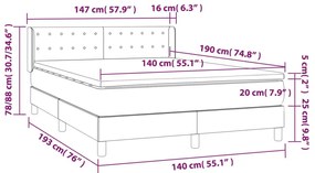 Κρεβάτι Boxspring με Στρώμα Γκρι 140x190εκ. από Συνθετικό Δέρμα - Γκρι