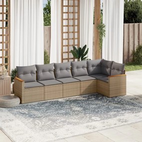 vidaXL Patio Sofa Set 6-θέσια Beige and Grey