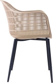 BERRY Πολυθρόνα Μέταλλο Βαφή Μαύρο, PP-UV Tortora   6τμχ