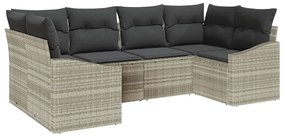 vidaXL Σετ Καναπέ με μαξιλάρι 6 pcs Ανοιχτό γκρι συνθετικό ρατάν