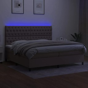 vidaXL Κρεβάτι Boxspring με Στρώμα &amp; LED Taupe 200x200 εκ. Υφασμάτινο