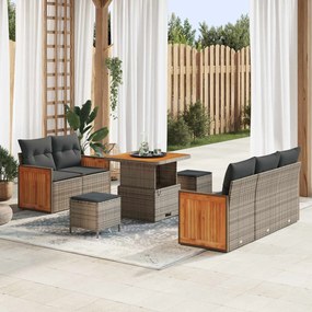 vidaXL Σετ Καναπέ Κήπου 8 pcs Γκρι Πολυέστερ και Κατασκευασμένο Ατσάλι