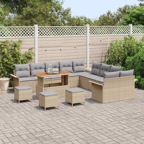 vidaXL Σετ Καναπέ Κήπου 14 pcs Μπεζ συνθετικό ρατάν
