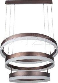 Soft Light V-TAC Κυκλικός Πολυέλαιος με τρεις δακτυλίους Καφέ 92W  Dimmable Θερμό Λευκό 3991