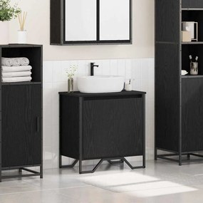 vidaXL Ντουλάπι Νιπτήρα Μαύρη Οξυά 60 x 35 x 60 εκ. Επεξεργασμένο ξύλο