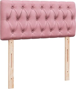 vidaXL Κρεβάτι Boxspring με Στρώμα Ροζ 90x190 εκ. Βελούδινο