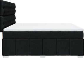 vidaXL Κρεβάτι Boxspring με Στρώμα Μαύρο 200x200 εκ. Υφασμάτινο