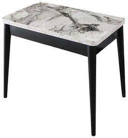 Τραπέζι Επεκτεινόμενο Dolunay 974NMB2206 100/120x60x75cm Marble Effect White-Black Μοριοσανίδα, Μέταλλο